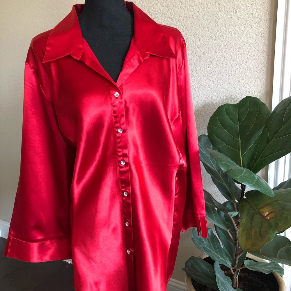 Beautiful satin red blouse